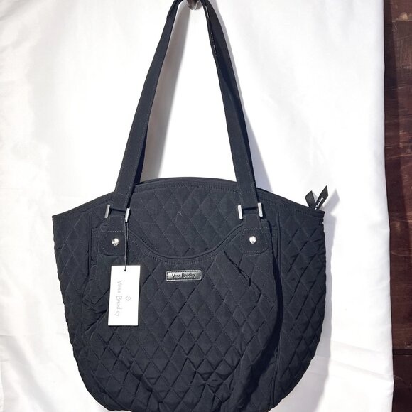 Vera Bradley Glenna Tote/Shoulder Purse-NWT-Black, Red Roses, Green-Quilted- - Picture 3 of 14